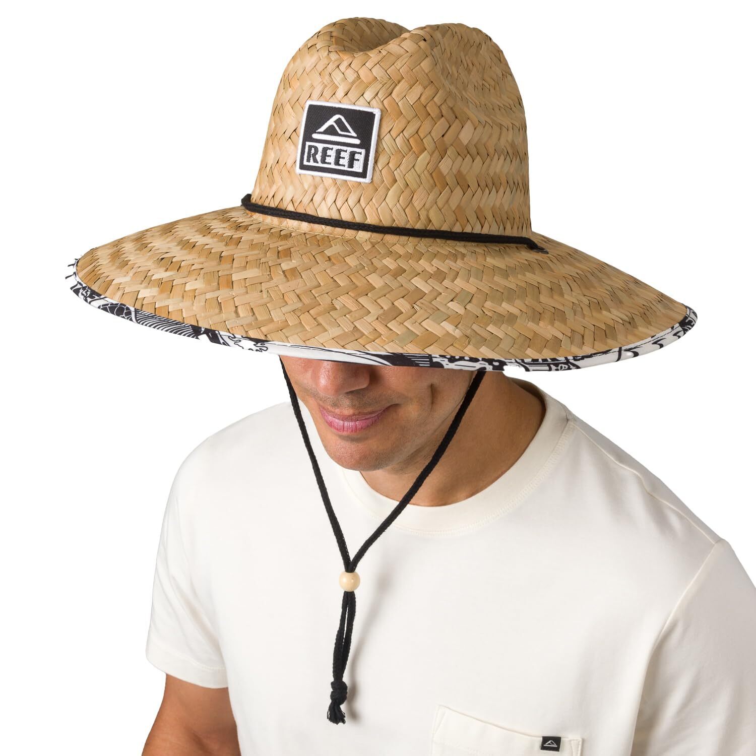 Straw Hat Wide Brim Men's Summer Beach Style Chin Strap
